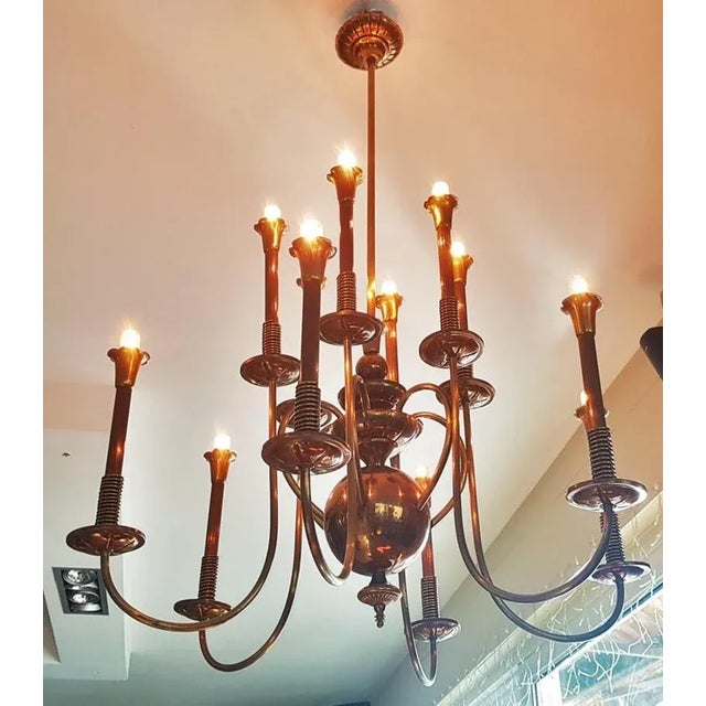 Mid-Century Italian Brass Chandelier, 1950s For Sale - Image 10 of 18