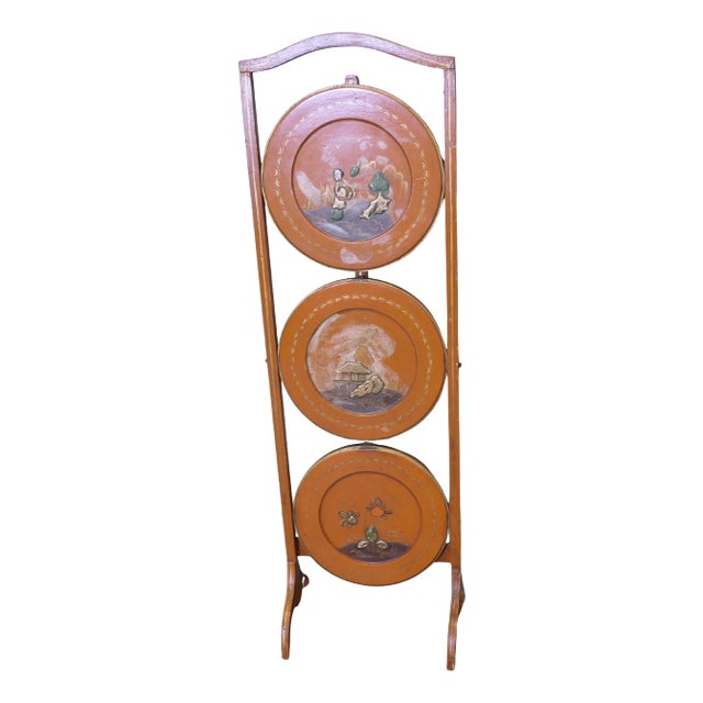 Victorian Burnt Orange Lacquered 3-Tier Cake Stand, 1930s For Sale