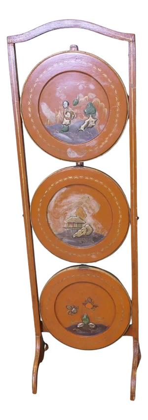 Victorian Burnt Orange Lacquered 3-Tier Cake Stand, 1930s