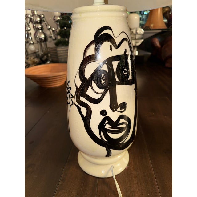 Ceramic Peter Keil Abstract Table Lamp Painting With Shade For Sale - Image 7 of 8