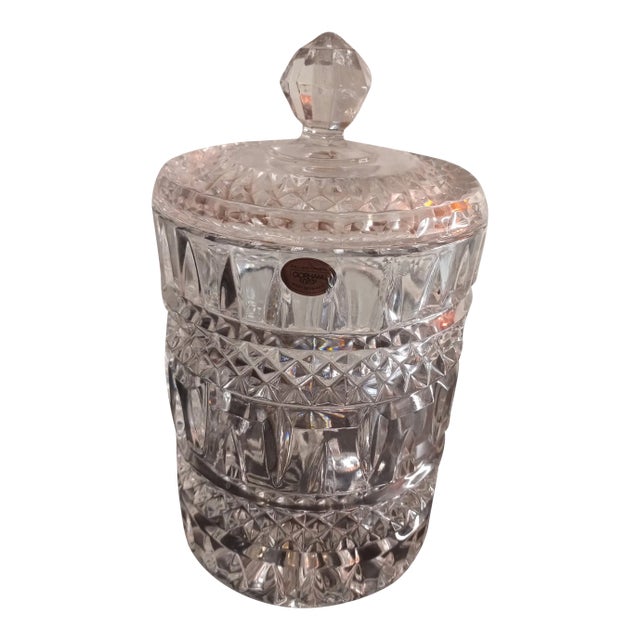 Gorham Germany Lead Cut Crystal Covered Canister Jar For Sale