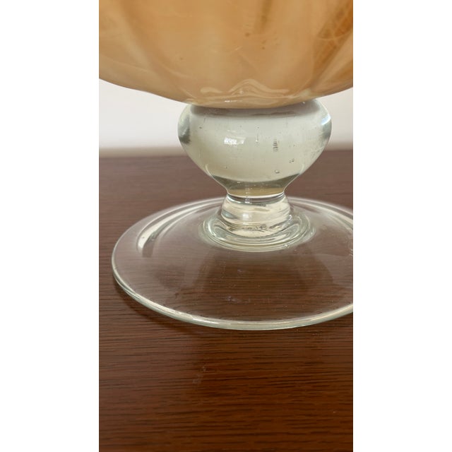 Vintage Glass Arte Glass Pedestal Bowl Murano Style For Sale - Image 9 of 9