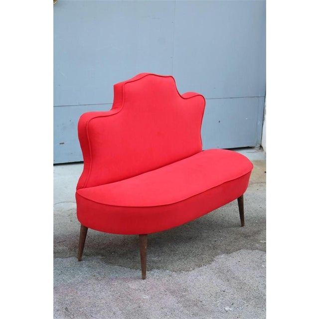 Sofa in Red Fabric from Cesare Lacca, Italy, 1950 For Sale - Image 4 of 13