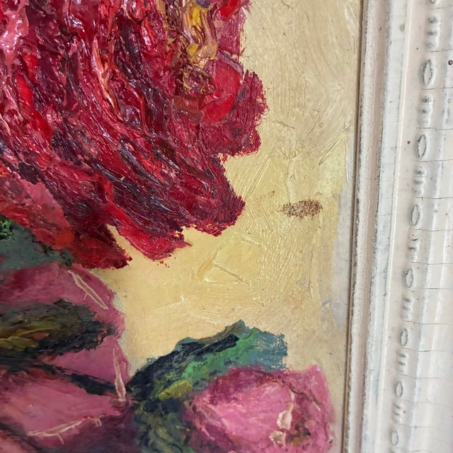 Vintage Signed Ann Campbell Floral Still Life Oil Painting Red Roses in Ornate Frame For Sale In Washington DC - Image 6 of 10