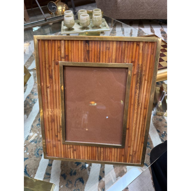 Italian Mid-Century Brass and Bamboo Picture Frame, 1970s For Sale - Image 4 of 7