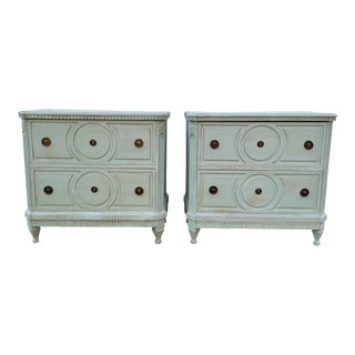 Pair of Gustavian Style Blue Painted Chest of Drawers For Sale