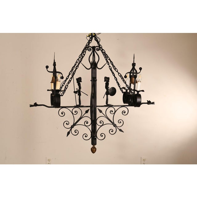 Black Quality Hand Forged Spanish Revival Wrought Iron Chandelier For Sale - Image 8 of 18