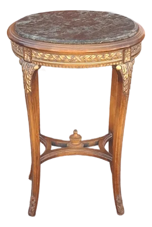 20th Century Louis XV French Carved Foliate Giltwood and Marble Top Side Table