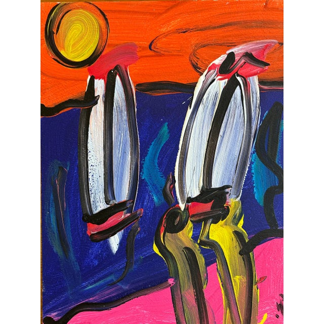 Abstract Expressionism Original 1987 Peter Keil Painting - Sailboats For Sale - Image 3 of 5