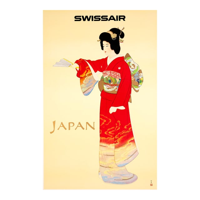 Swissair to Japan by Uemura Shoko 1968 Aviation Poster For Sale