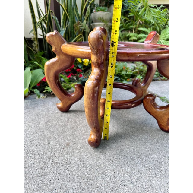Wood Large Chinese Rosewood Carved Pedestal Base Stand Fish Bowl Planter Jardiniere For Sale - Image 7 of 12