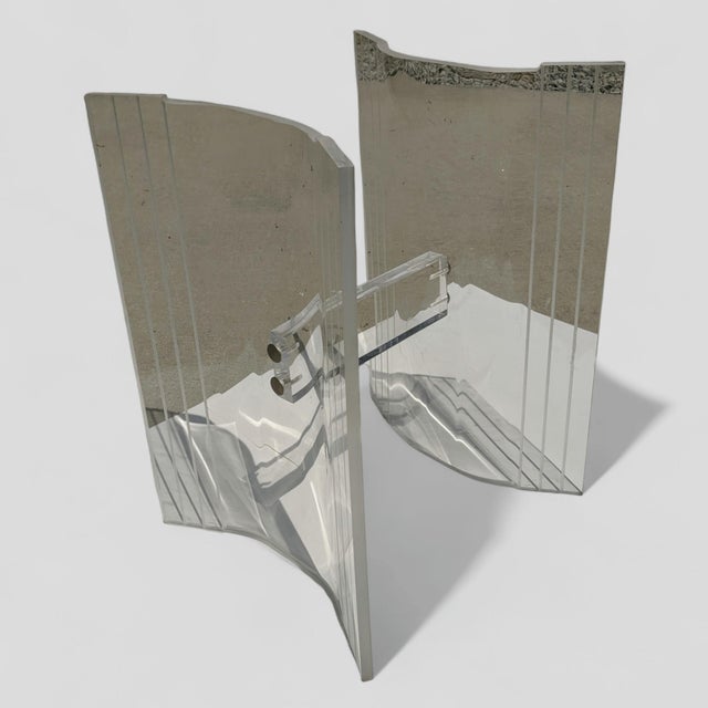 Glass Vintage 1970s Lucite Curved Butterfly Wing Style Side Table With Glass Top For Sale - Image 7 of 10