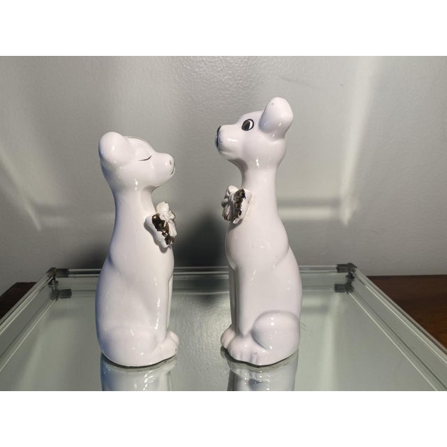Pair of Mid 20th Century Art Deco Ceramic Dog Figurines For Sale - Image 4 of 8