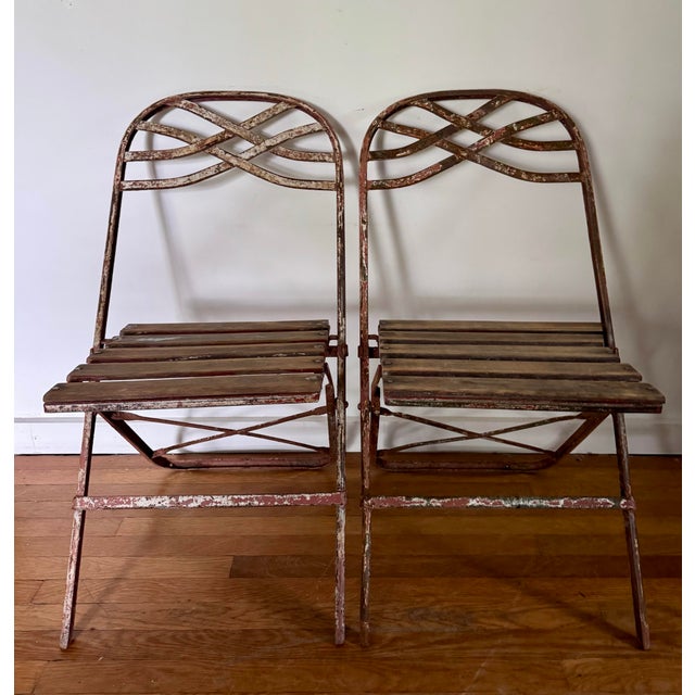 Antique French Folding Garden Chairs Set of 4 For Sale - Image 12 of 12