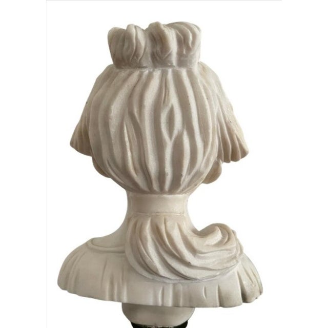 Neoclassical Style Female Bust in Marble, 1920s-1940s For Sale - Image 4 of 6