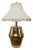 Vintage Hammered Brass Lamp w/ Pleated Linen Shade For Sale