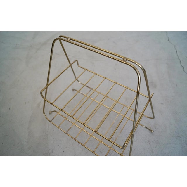 1950's Mid-Century Modern Atomic Brass Magazine Rack For Sale - Image 12 of 13