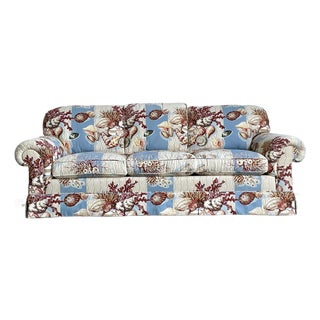 Vintage Undersea Printed Three Seat Sofa For Sale