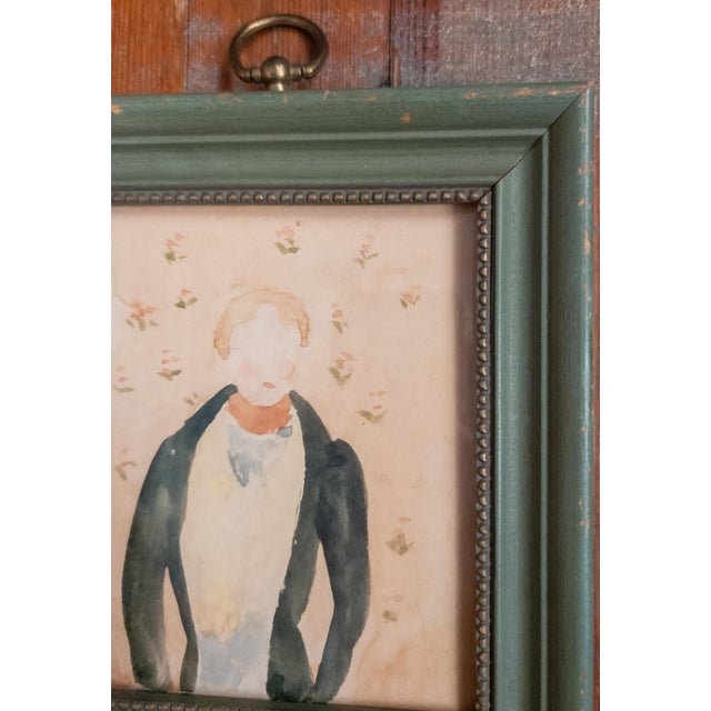 19th Century American Folk Art Watercolor Portrait of a Gentleman For Sale In New York - Image 6 of 10