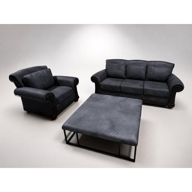 Loom Shadow Heritage Black Leather Sofa For Sale - Image 12 of 12