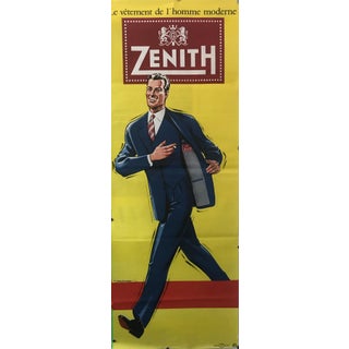1950s Oversize French Menswear Poster, Zenith (Yellow) For Sale