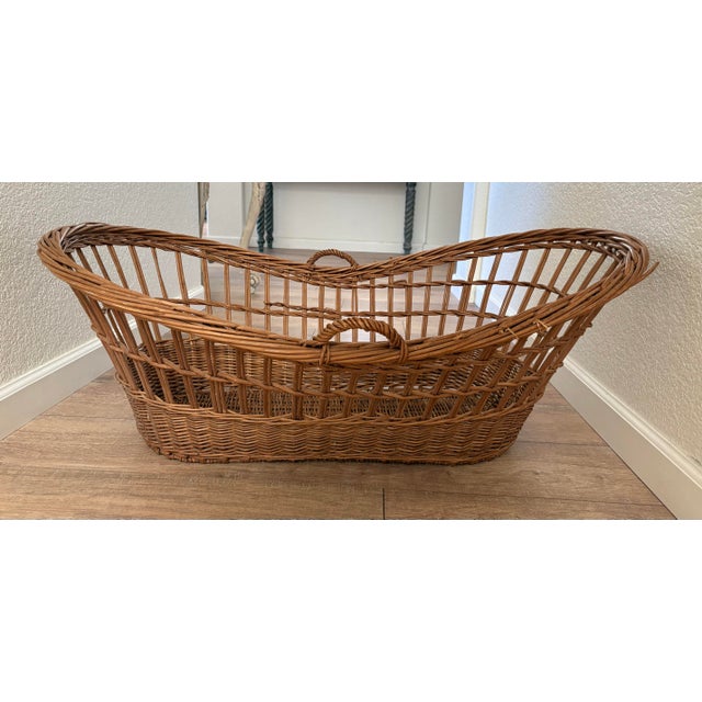 Farmhouse Antique French Farmhouse Extra Large Wooden Basket With Handles For Sale - Image 3 of 10