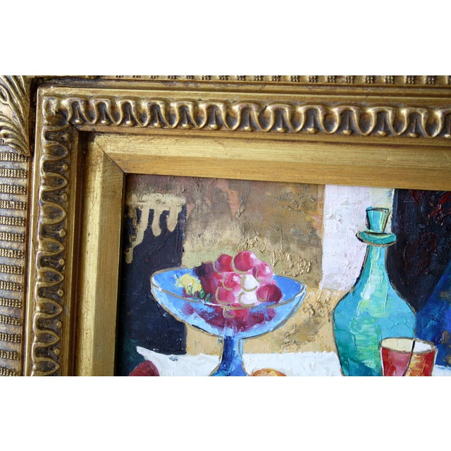 Late 20th Century Vintage Semi-Abstract Still Life Painting in Gold Frame For Sale - Image 5 of 9