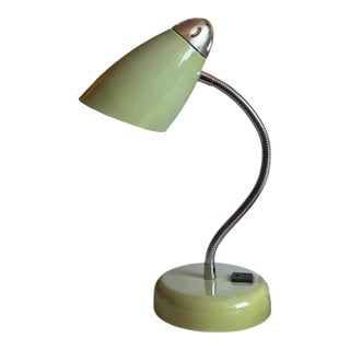 Vintage Mid-Century Modern Lime Green and Chrome Gooseneck Desk Lamp For Sale