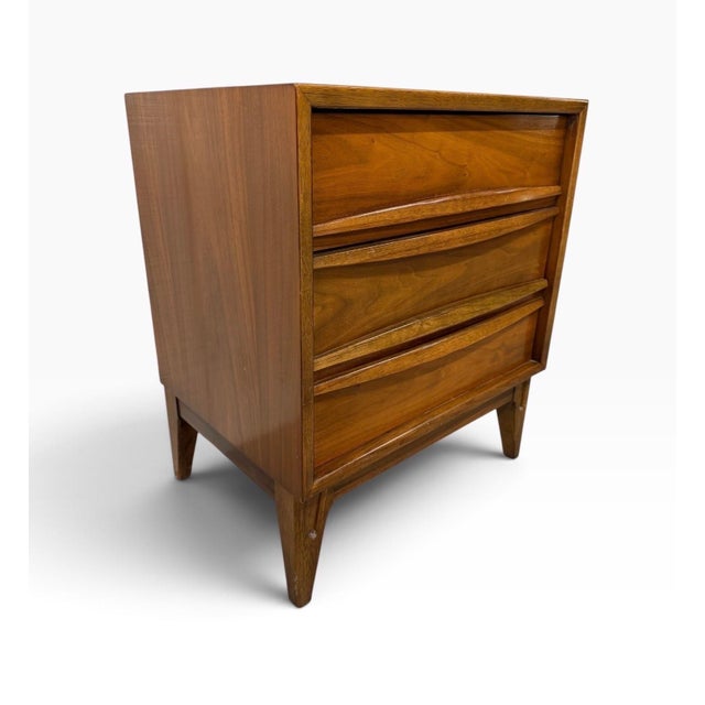 Brown Mid-Century Modern 3-Drawer Walnut Nightstands - Set of 2 For Sale - Image 8 of 9