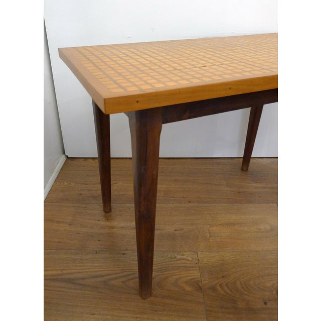 1960s Mid-Century Wood Coffee Table with Graphic Marquetry and Grid Pattern, 1950s For Sale - Image 5 of 13