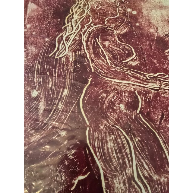 Vintage Mid Century Modern Signed Lithograph Lady For Sale In Boston - Image 6 of 8