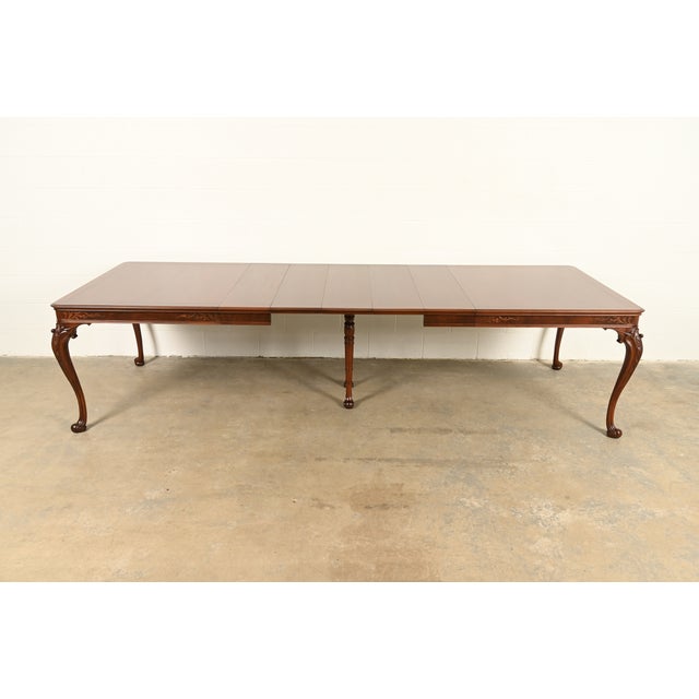 Wood Romweber Style Georgian Walnut and Burl Wood Extension Dining Table, Newly Refinished For Sale - Image 7 of 17