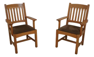 Pair Stickley Mission Oak Arts & Crafts Style Chairs