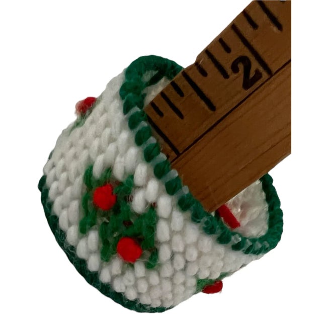 Green Holiday Christmas Needlepointed Napkin Rings- Set of 8 Red Green White Vintage For Sale - Image 8 of 12