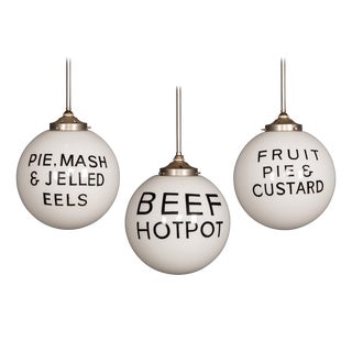 White Opaline Grocery Pendant Lights, 1930s, Set of 3 For Sale