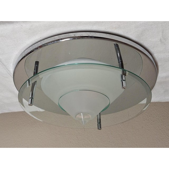 Vintage Ceiling Lamp with Chrome-Plated Metal Base from Hustadt-Leuchten, 1980s, in Very Good conditions. Designed 1980 to...