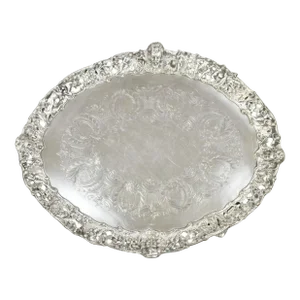 19th Century French Renaissance Bacchanal Scene Silver Plated Bacchus Figural Salver Tray