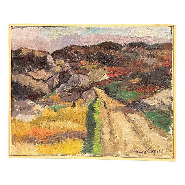 Helge Cardell, Scandinavian Landscape, 1950s, Oil on Panel, Framed For Sale
