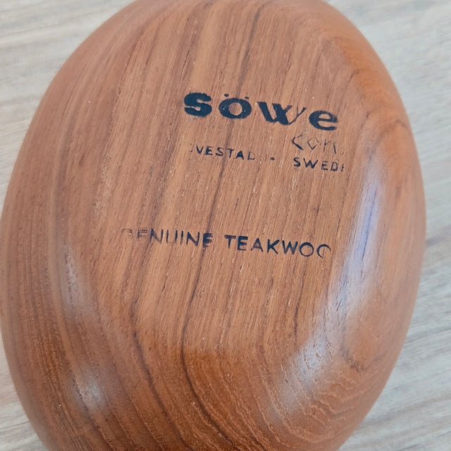 Mid-Century Modern Vintage Teak Biomorphic Bowl Sowe Konst Sweden MCM Sigvard Nilsson Design 6" For Sale - Image 3 of 8