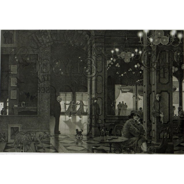 Printmaking Materials 1980s Peter Milton Large Etching - Interiors IV: Hotel Paradise Cafe For Sale - Image 7 of 11