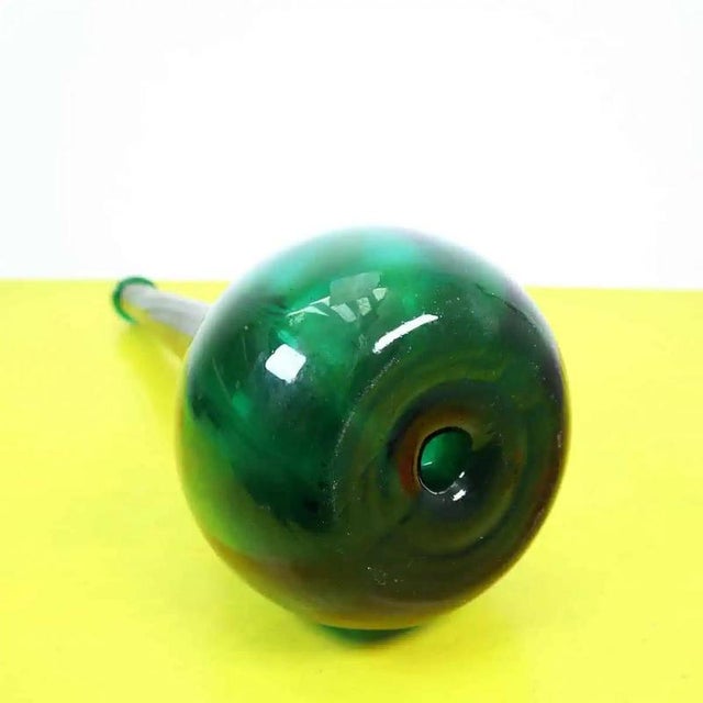 Glass Large Vintage Green Glass Vase For Sale - Image 7 of 9