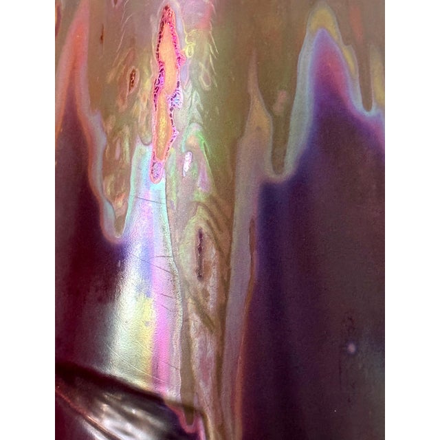 Large French Ceramic Vase with Iridescent Glaze by Clement Massier For Sale - Image 17 of 18