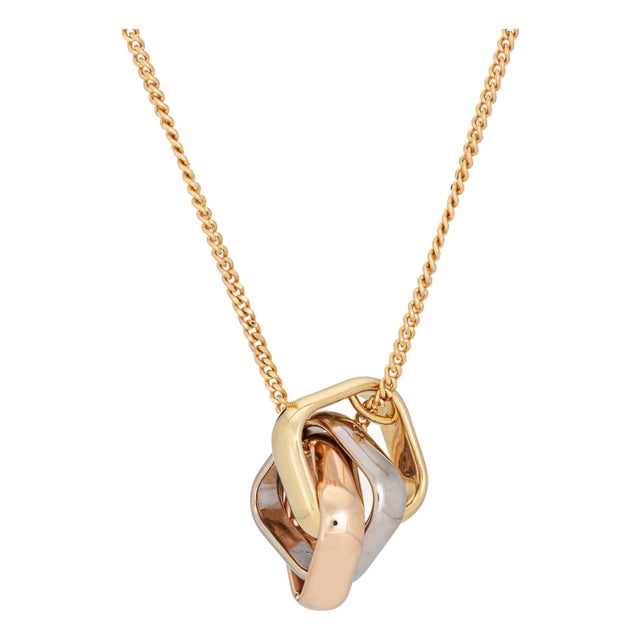 Cartier Trinity Pendant Cushion Shaped Coa 50cm Necklace Estate Fine Jewelry For Sale