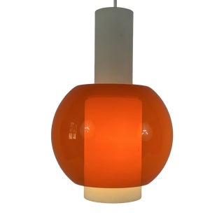 Mid-Century Pendant Lamp in Metal and Opaline Glass from Bünte & Remmler, Germany, 1960s For Sale