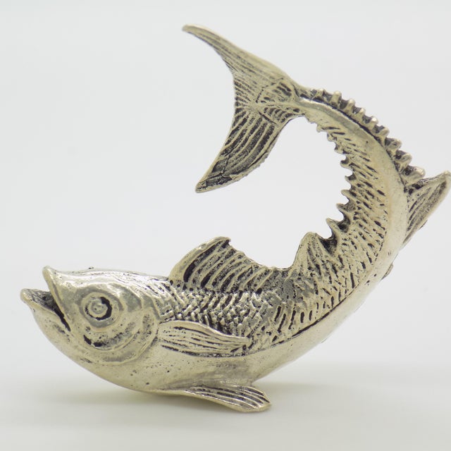 Vintage Italian Silver 800 Good Luck Fish Figurine with Raised Tail, 1950s For Sale - Image 4 of 11