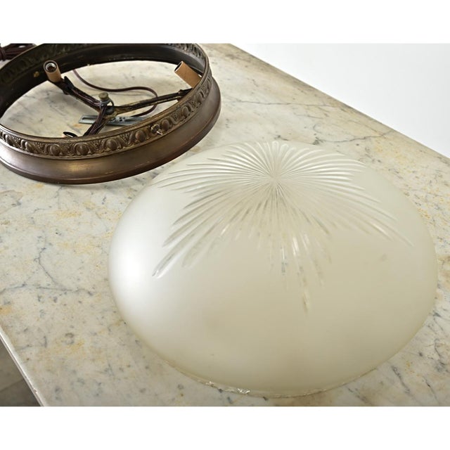 French Vintage Flush Mount Light Fixture For Sale - Image 9 of 12