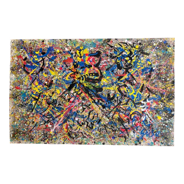 Hendrik Grise Large Vintage 1970s Abstract Expressionist Painting For Sale
