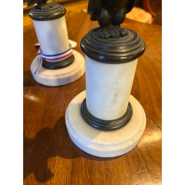 19th Century French Pair of Bronze Owl Candle Sticks For Sale - Image 4 of 7