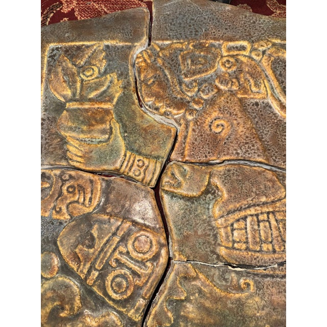 Spanish Revival Vintage Calco Mayan Glyph Revival Fireplace Surround For Sale - Image 3 of 12