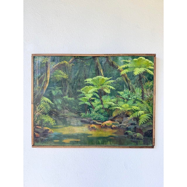 Jungle Forest Landscape, 1960s, Oil on Canvas For Sale - Image 17 of 18